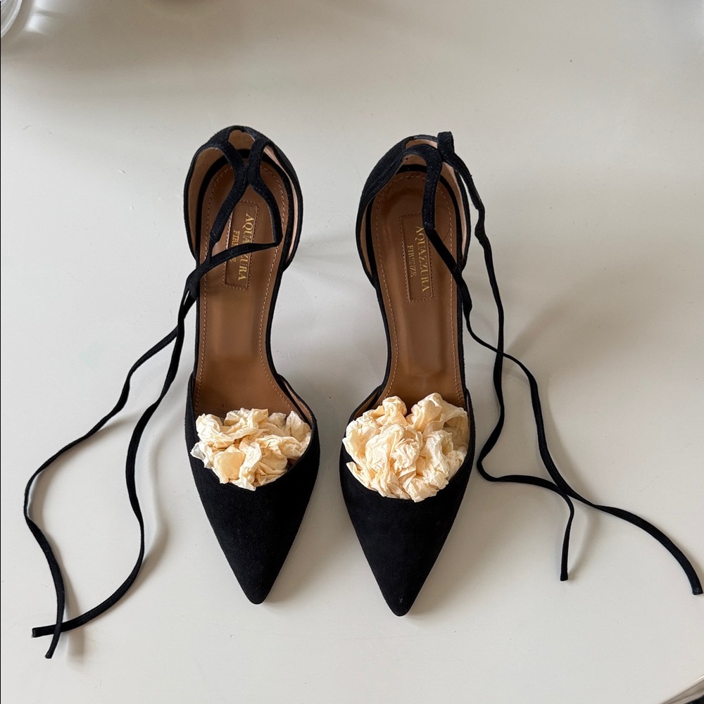 Elegant Black Suede Aquazurra Women's Shoes